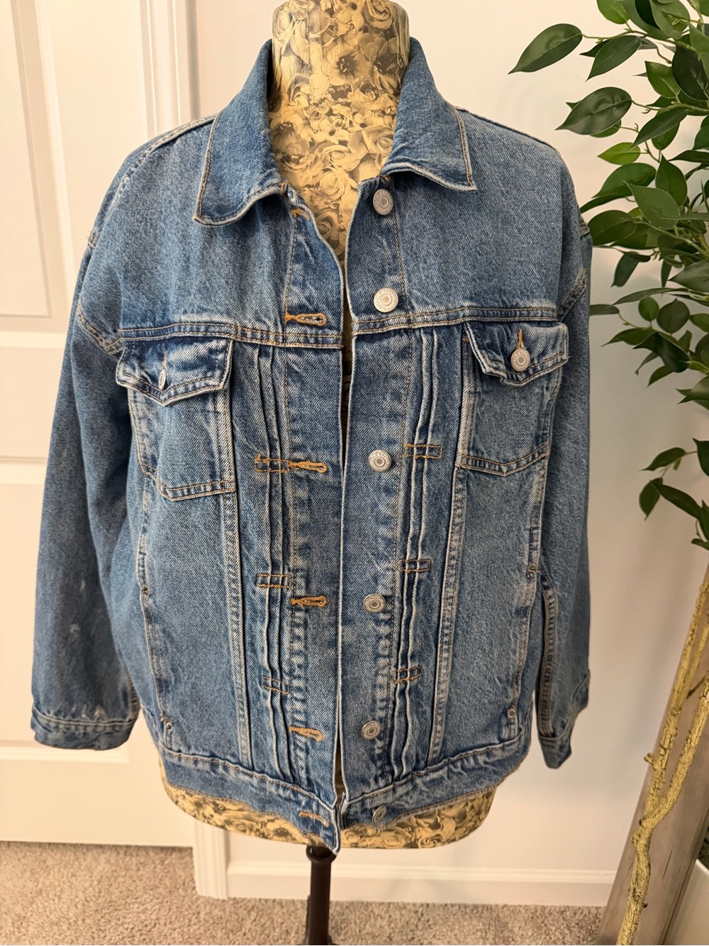 Old Navy Distressed Light Blue Denim Jacket